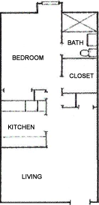 One Bedroom / One Bath - 596 Sq. Ft.*