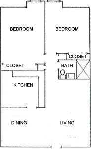Two Bedroom / One Bath - 998 Sq. Ft.*